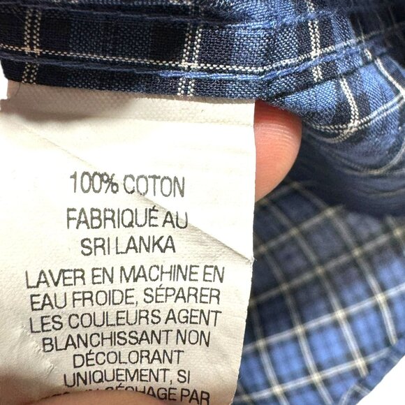 L.L. Bean Blue Plaid Button Front Shirt Size XLT - Picture 5 of 8